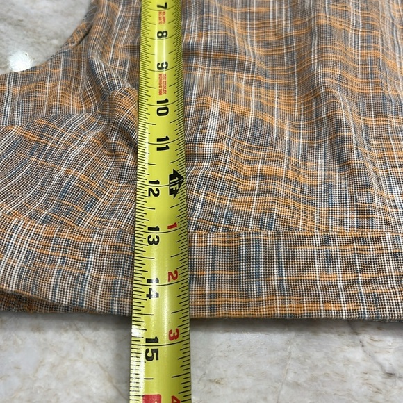 BCBGeneration Basket Weave One Shoulder Crop Top Muted Blue/Orange Tie Waist S - Picture 11 of 14